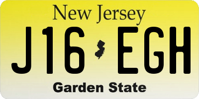 NJ license plate J16EGH