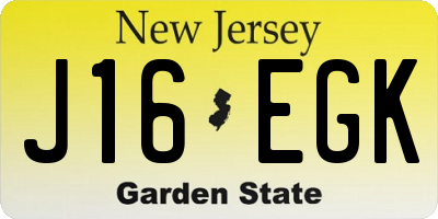 NJ license plate J16EGK