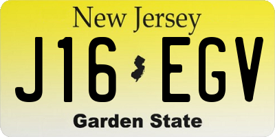NJ license plate J16EGV