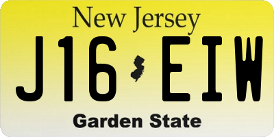 NJ license plate J16EIW