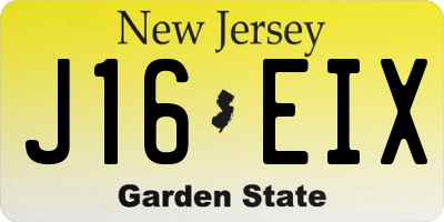 NJ license plate J16EIX