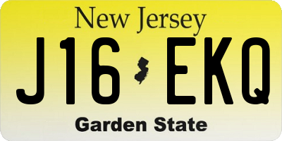 NJ license plate J16EKQ