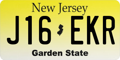 NJ license plate J16EKR