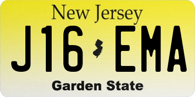 NJ license plate J16EMA