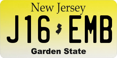 NJ license plate J16EMB
