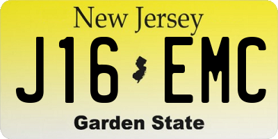 NJ license plate J16EMC