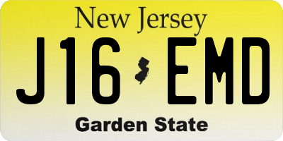 NJ license plate J16EMD