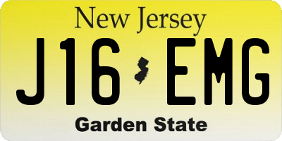 NJ license plate J16EMG