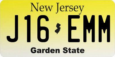 NJ license plate J16EMM