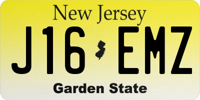NJ license plate J16EMZ