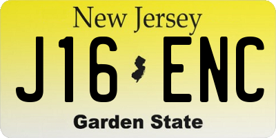 NJ license plate J16ENC