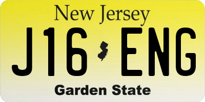 NJ license plate J16ENG
