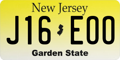 NJ license plate J16EOO