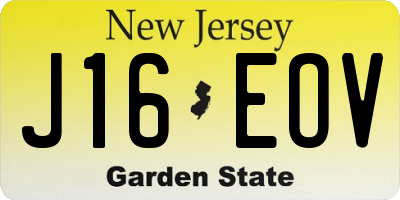 NJ license plate J16EOV