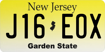 NJ license plate J16EOX