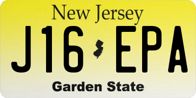 NJ license plate J16EPA