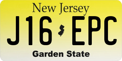 NJ license plate J16EPC
