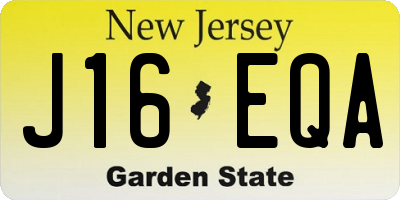 NJ license plate J16EQA