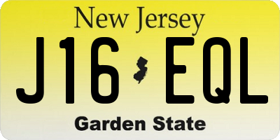 NJ license plate J16EQL