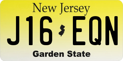 NJ license plate J16EQN