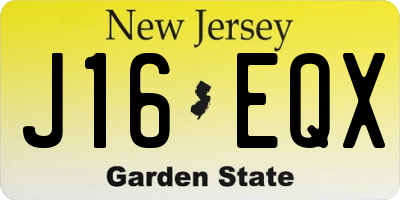 NJ license plate J16EQX