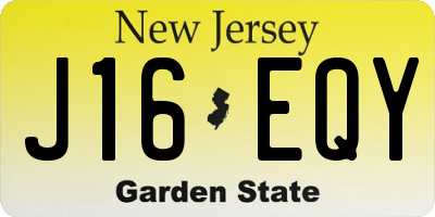 NJ license plate J16EQY