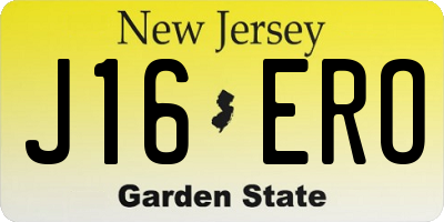 NJ license plate J16ERO