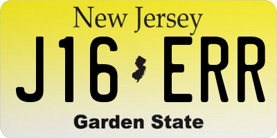 NJ license plate J16ERR