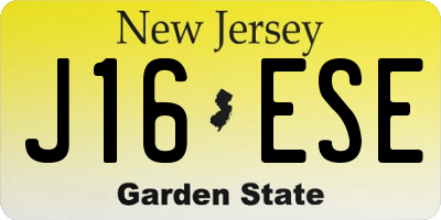 NJ license plate J16ESE