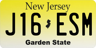 NJ license plate J16ESM