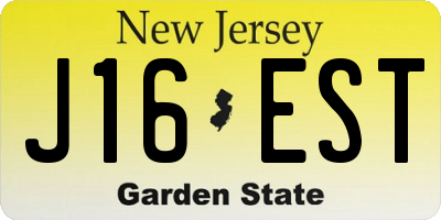 NJ license plate J16EST