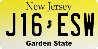 NJ license plate J16ESW