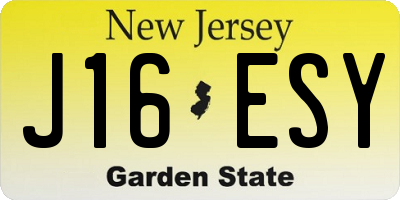 NJ license plate J16ESY