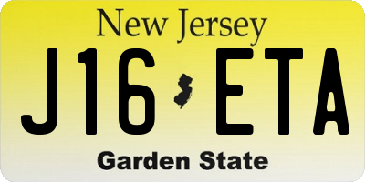 NJ license plate J16ETA