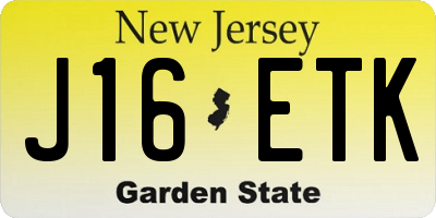 NJ license plate J16ETK