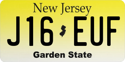 NJ license plate J16EUF