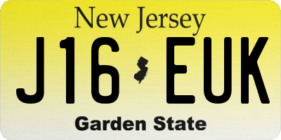 NJ license plate J16EUK