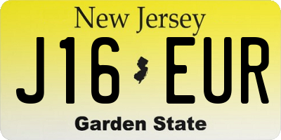NJ license plate J16EUR