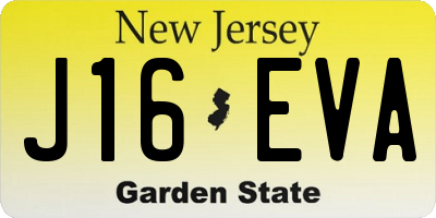 NJ license plate J16EVA