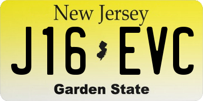 NJ license plate J16EVC