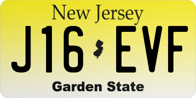 NJ license plate J16EVF