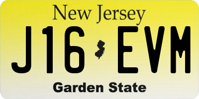 NJ license plate J16EVM