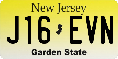 NJ license plate J16EVN