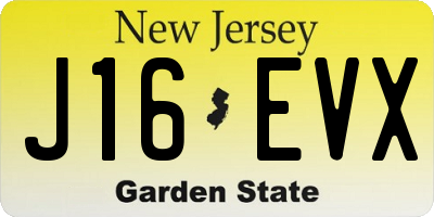 NJ license plate J16EVX