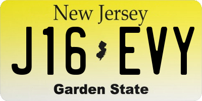 NJ license plate J16EVY