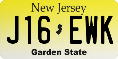 NJ license plate J16EWK