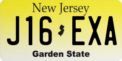 NJ license plate J16EXA