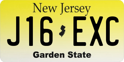 NJ license plate J16EXC