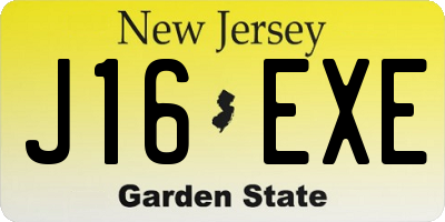 NJ license plate J16EXE