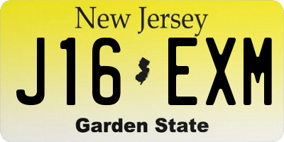 NJ license plate J16EXM